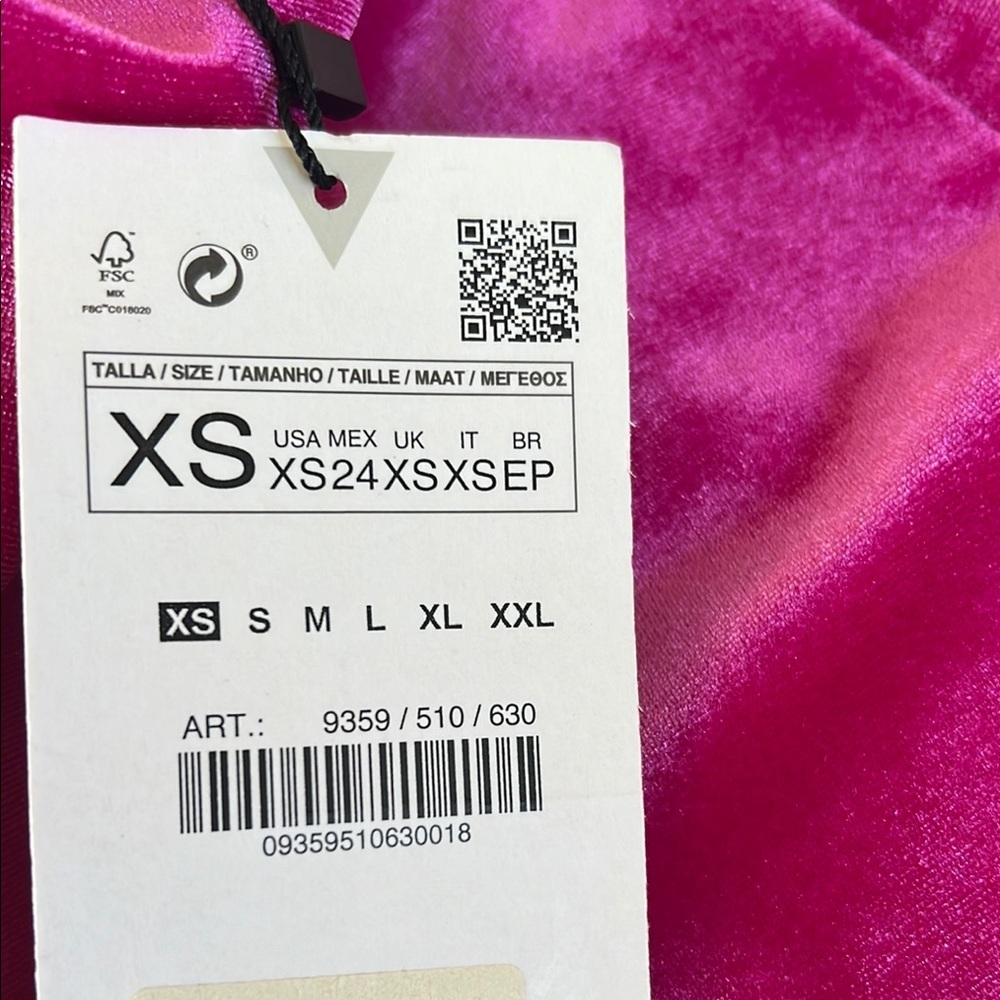 Zara Pink velvet fuchsia midi Strapless slit  Dress NWT - Picture 5 of 8